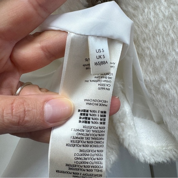 Anthropologie Maeve White Cinched Faux Fur Coat - Picture 11 of 16